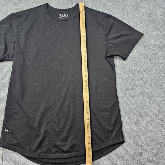 BYLT Shirt Mens Large Black Drop Cut Short Sleeve Curved Hem Minimal Classic - Picture 4 of 6